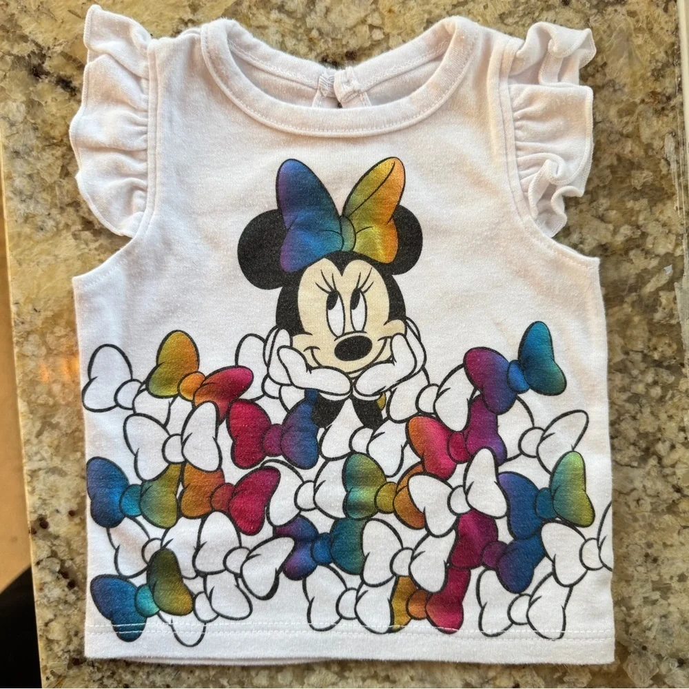 Minnie Mouse Rainbow Bow Tank and Mickey Print Shorts Set